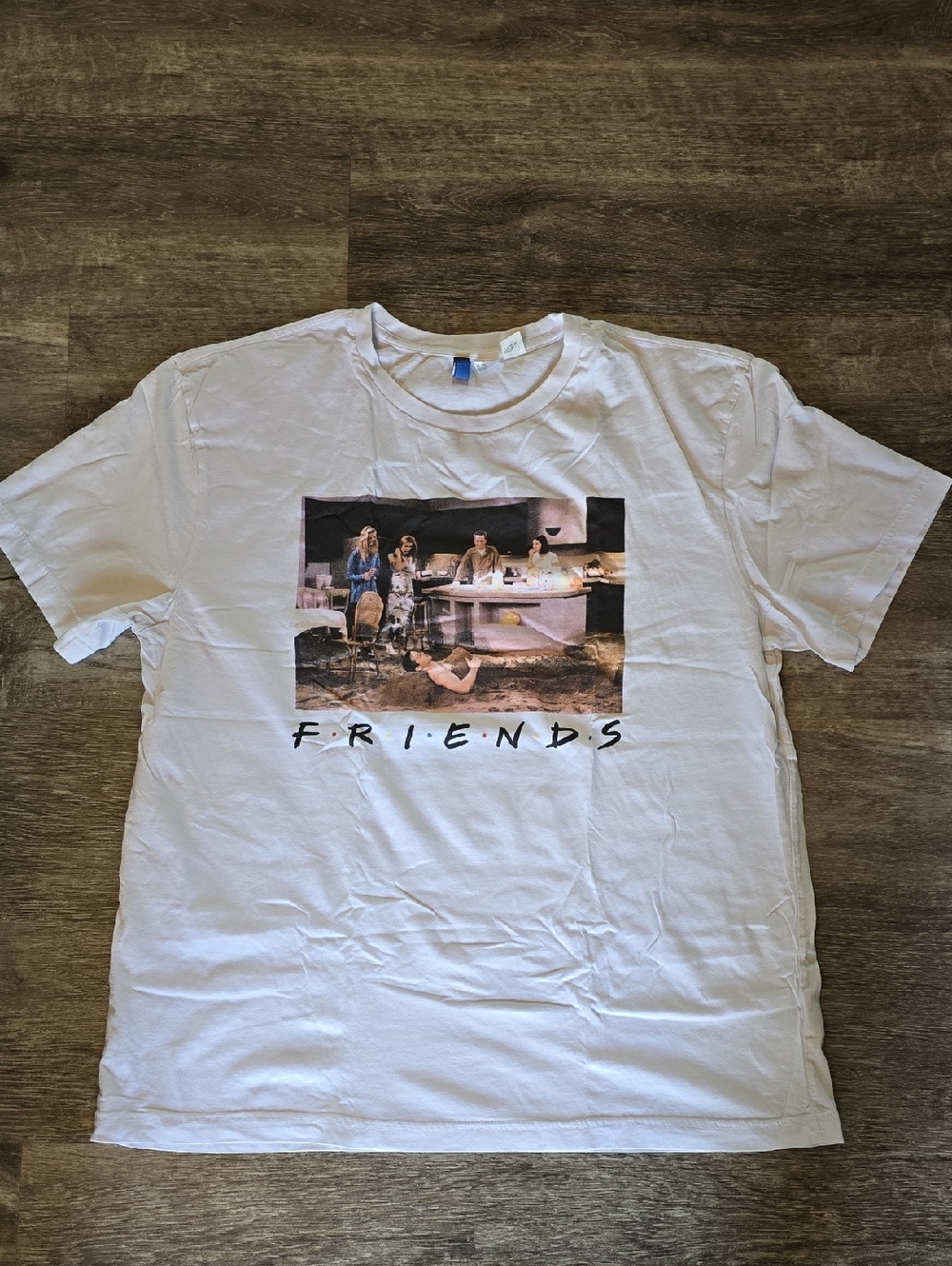 Divided White 'Friends' Graphic Tee with Multi-Color Photo Print